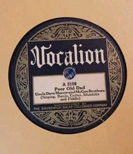 Vocalion 5159 UNCLE DAVE MACON w McGEE BROS Poor Old Dad 78rpm Country 1928 HEAR - Picture 1 of 8