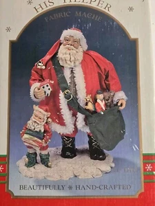 Vtg Kurt S Adler Santa Claus Fabric Mache Figurine Santa & His Helper Elf Xmas - Picture 1 of 13