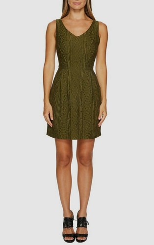 $878 Boutique Moschino Women's Green V Neck Sleeveless Knit Sheath Dress Size 2