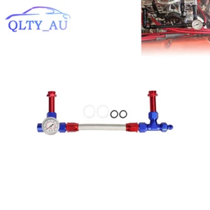 Pressure Gauge AN8 Braided Dual Feed Carb Fuel Line For Holley Carburetor 4150 - Picture 1 of 13