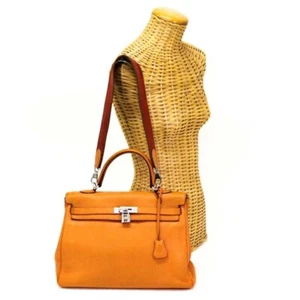 HERMES Kelly Amazon 35 Handbag Clemance Leather Silver Hardware 2010 Orange - Picture 1 of 16