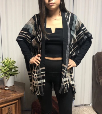 NWT Echo New York Stripe Cardi Wrap Swim Cover-Up Shawl Poncho One Size - Image 1 of 4