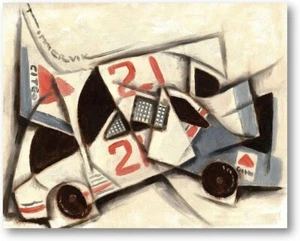 20x16 Cubism Car Racing Wall Art Sports Decor Stock Car Racecar Gift for Fan - Picture 1 of 2