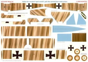 Aviattic Decals 1/32 FOKKER Dr.1 TRIPLANE Streaked Aged Varnish MENG KIT - Picture 1 of 3