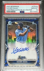 2023 Bowman Xavier Isaac /150 Blue Crater Auto #CPA-XI Rays PSA 10 - Picture 1 of 2