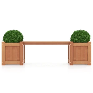 Durable Wood Garden Bench with Deep Planter Boxes - Weatherproof Detachable Benc - Picture 1 of 10