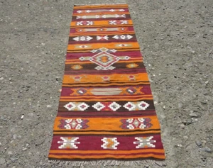 2x9 ft kilim rugs runner - bohemian decor handmade Hallway bedroom carpet rug - Picture 1 of 10