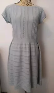 Athleta Downtown Gray Pointelle Eyelet Cashmere Blend Sweater Dress Size Medium - Picture 1 of 6