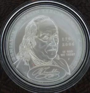 2006-P Benjamin Franklin Founding Father Silver Dollar US Mint $1 Commemorative - Picture 1 of 2