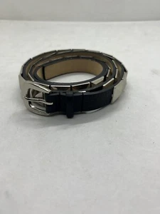 Vintage Michael Kors Womens Black Leather Pyramid Silver Studded Belt Sz M - Picture 1 of 15