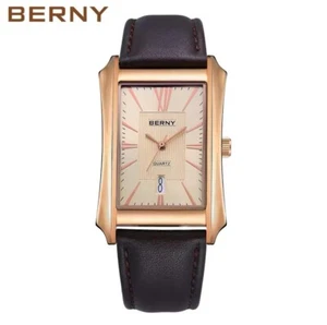 Berny Stainless Steel Cream Dial Black Strap Unisex Quartz Watch 2726M - Picture 1 of 5