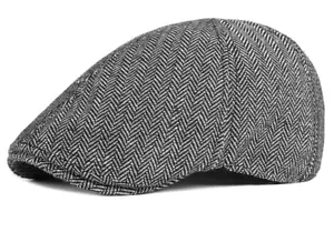 Unisex IVY Duckbill hats Grey Herringbone Pattern size 57-59 adjustable - Picture 1 of 9