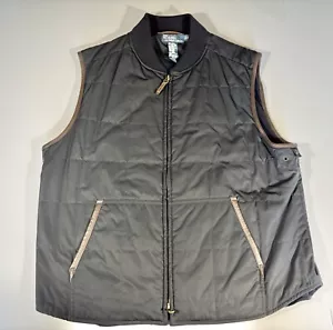 Polo Ralph Lauren Work Vest Men XL Black Quilted Faux Leather Trim - Picture 1 of 5