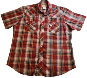 Wrangler Western Mode Druckknopf Shirt XL orange kariert kurzärmelig Rodeo Western - Bild 1 von 10