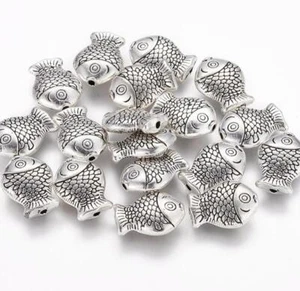15 TIBETAN SILVER FISH SPACER BEADS CHARMS 14mm TOP QUALITY TS66 - Picture 1 of 3