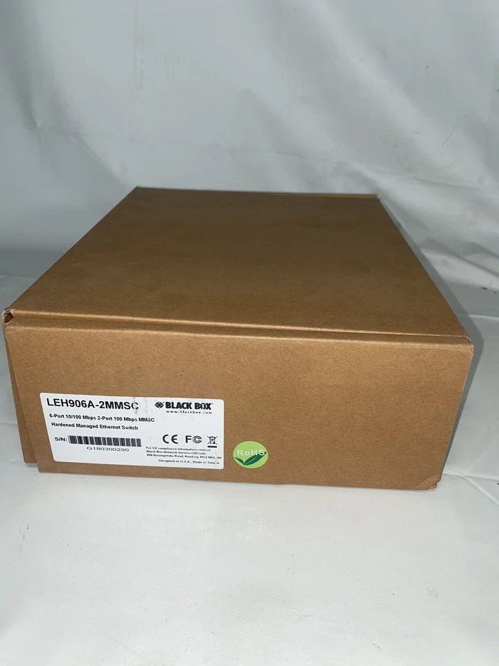 Black Box LEH906A-2MMSC 6-Port 10/100 Mbps 2-Port 100 Mbps MMSC New Open Box - Image 1 of 4