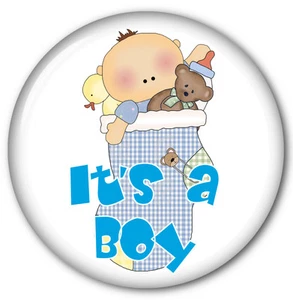 12 COUNT IT'S A BOY 3" BUTTONS w/ PIN BACK GIFT BABY SHOWER FAVOR CELEBRATION - Picture 1 of 2