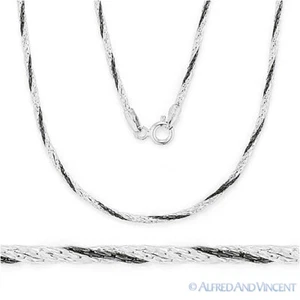 Collar de cadena de microeslabón de plata esterlina negro rodio cuerda giratoria Boston Italia - Imagen 1 de 1