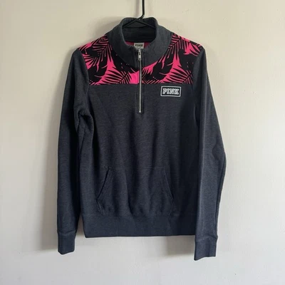 Sudadera Rosa Victoria’s Secret Mujer’s Gris XS 1/4 Cremallera Tropical Floral Foto 1 de 4