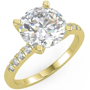 2,2 ct Rundschliff SI3/E Solitär Pave Diamant Verlobungsring 14 K Gelbgold - Bild 1 von 6