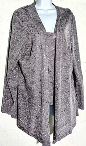 Alex Evenings XL Twin Set schimmernde Pailletten taubengrau weiß Urlaub Neu mit Etikett - Bild 1 von 19