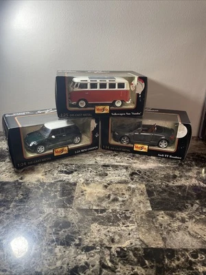 3Maisto Special Editions 1:25 Red VW Samba Bus, Mini Cooper, Audi TT RoadsterNIB - Image 1 of 4