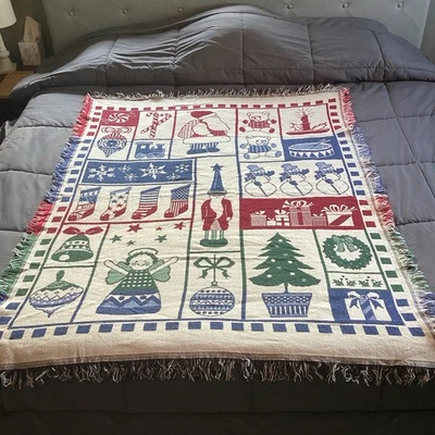 Manta navideña para llegar a casa tapiz adorno de Navidad decoración de Papá Noel flecos Foto 1 de 4