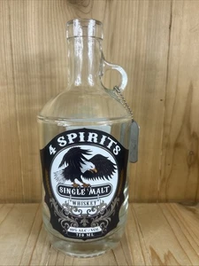 4 Spirits Single Malt Whiskey Bottle With Eagle Dog Tag 750ml Empty Glass Jug - Picture 1 of 10