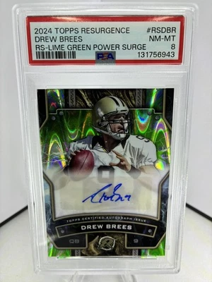 2024 Topps Resurgence Drew Brees Lime Green Power Surge Autographed /15 PSA 8  - Image 1 of 3