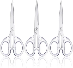 3 Pieces 6.3 Inches Acrylic Scissors Clear Silver Scissors Fabric Straight Acryl - Picture 1 of 7