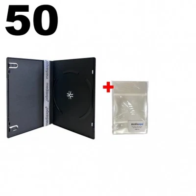 CHECKOUTSTORE 50 SLIM Black Single DVD Cases 7MM & 100 OPP Bags