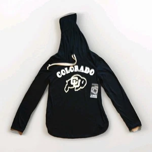 Colorado Buffaloes Women Long Sleeve Hooded Shirt Colosseum Black Small NWT SK84 - Picture 1 of 6