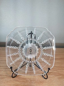 Vintage Federal Depression Glas Columbia Auster & Perle 6" Quadrat Brot/Salatteller - Bild 1 von 4
