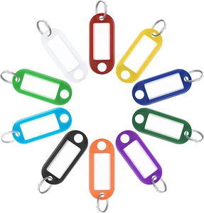 40 Pack Tough Plastic Key Tags with Split Ring Label Window, Assorted Colors - Picture 1 of 13