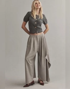 Anthropologie Maeve drapierte graue Hose Größe 16 neu ohne Etikett - Bild 1 von 12