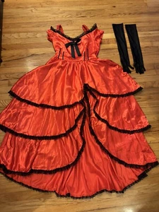 Showgirl Vestido Salón Halloween Disfraz Juegos con disfraces Mujer’s Grande Rojo Negro Guantes - Imagen 1 de 9