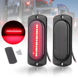 2X Red Side LED Rear Tail Marker Clearance Light Indicators Trailer Truck 12/24V - Picture 1 of 12