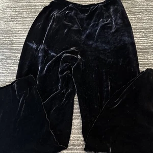 Lord And Taylor Pants Womens 8 Velvety Black Blue Side Zip Silk Blend High Rise - Picture 1 of 11