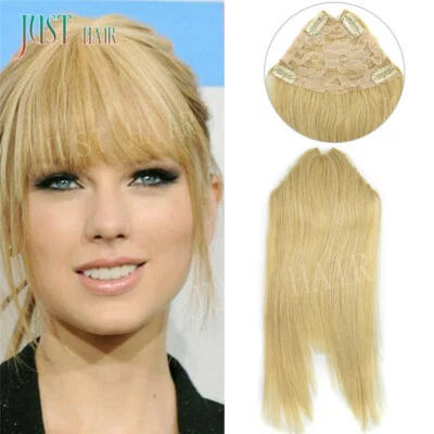US Clip in 100%Remy Human Hair Brown Blonde Topper Piece Hairpiece Wig Toupee #4 - Imagem 1 de 4