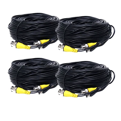 4x 200ft Security Camera BNC Video Power Cable DVR CCTV Surveillance Wire Cord - Image 1 of 3