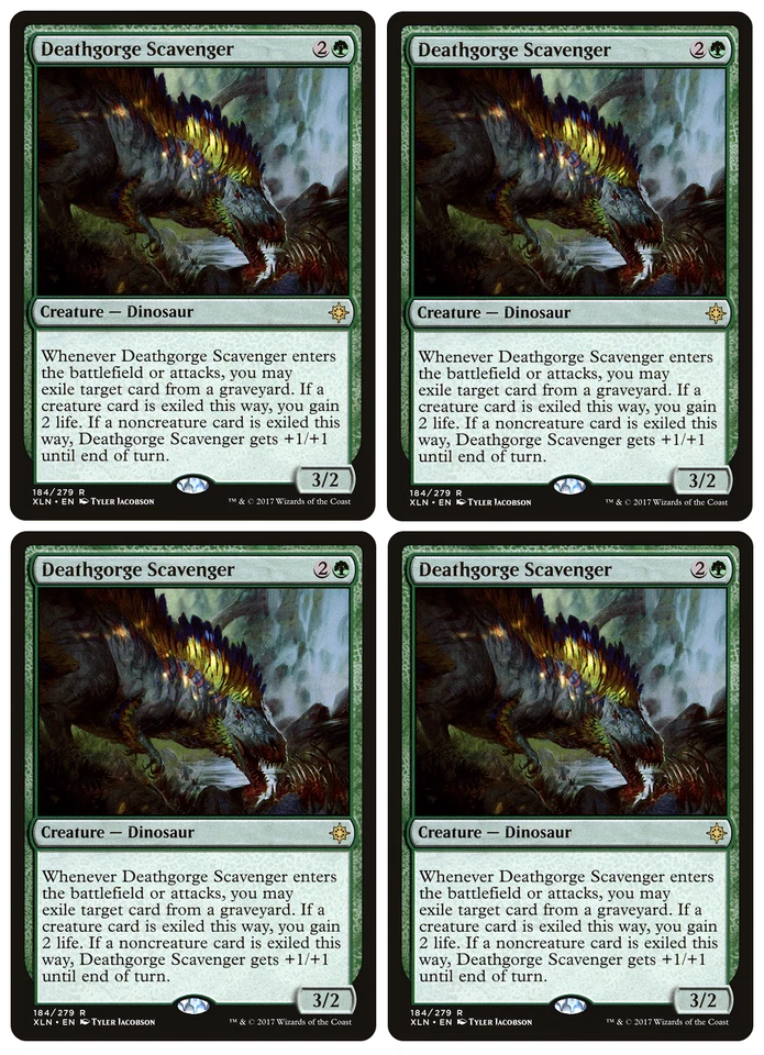 MTG - Playset of 4 x Deathgorge Scavenger - Rare Dinosaur - Ixalan (XLN) - LP - Image 1 of 1