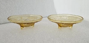 Vintage Cambridge Glass Depression Glass 3-Footed Dish Trinket Tray Pair 5" Ø - Picture 1 of 7