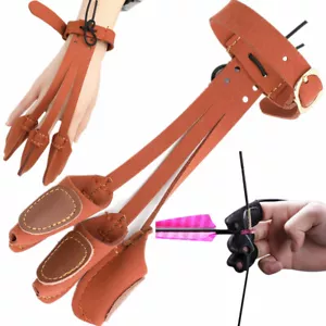 3 Finger Handschuh Schutz Ausrüstung Bogen Tab Guard Bogenschießen Recurve Bogen Langbogen Jagd - Bild 1 von 27