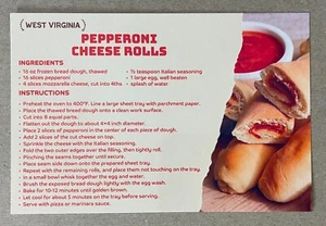 New Postcard 4x6 West Virginia Pepperoni Cheese Rolls 50 States Recipe Series - Picture 1 of 2