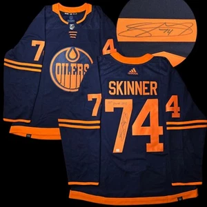 Stuart Skinner Signed Edmonton Oilers Navy Alternate Adidas 56 Hockey Jersey NHL - Picture 1 of 11