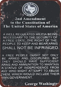 The 2nd Amendment G. Washington Vintage Look Reproduction Metal Sign 8 x 12 - Picture 1 of 1