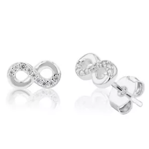 Sterling Silver Cubic Zirconia Infinity Stud Earrings - Picture 1 of 2