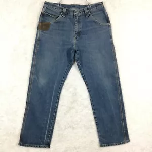 Riggs Workwear Wrangler Mens Jeans Straight Leg Blue Denim Medium Wash 33x30 - Picture 1 of 10