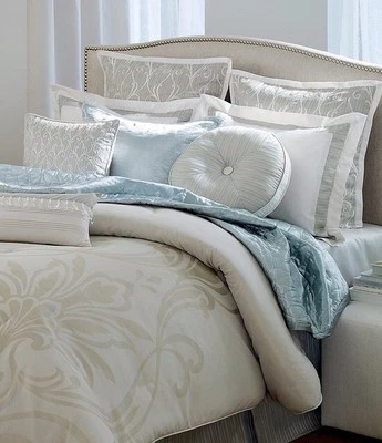 Candice Olson GRAND DAMASK Bronceado/Azul Rayas VALANCE 86"X15" NUEVO EN PAQUETE $59 ~ 3 Disponibles Foto 1 de 4