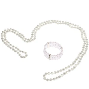 Simulierte Perle Halskette Elastische Perle Armband Bachelor Party Schmuck Set - Bild 1 von 11